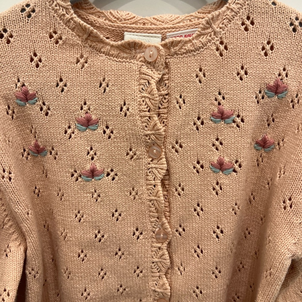 Zara Blush Knit Cardigan with Floral Embroidery - Picture 5 of 8